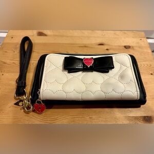 Betsey Johnson Black and White Heart Bow Wallet